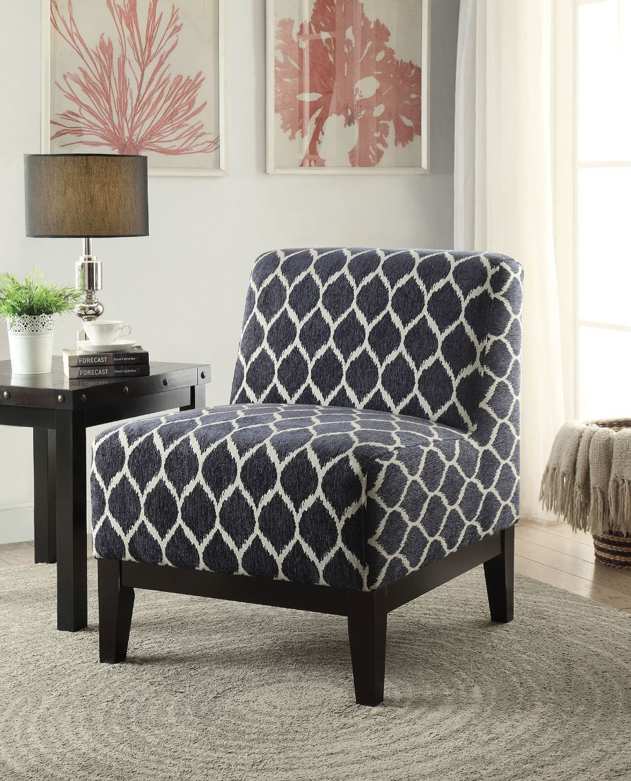 Hinte - Accent Chair - Dark Blue Chenille