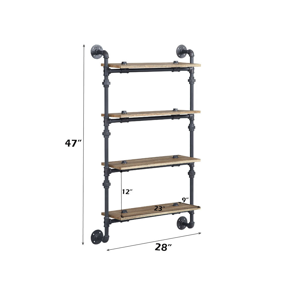Brantley - Wall Rack With 4 Shelves - Oak & Sandy Black