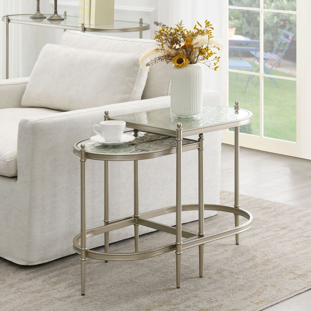 ACME Furniture Zaba Nesting Table Glass Top & Silver