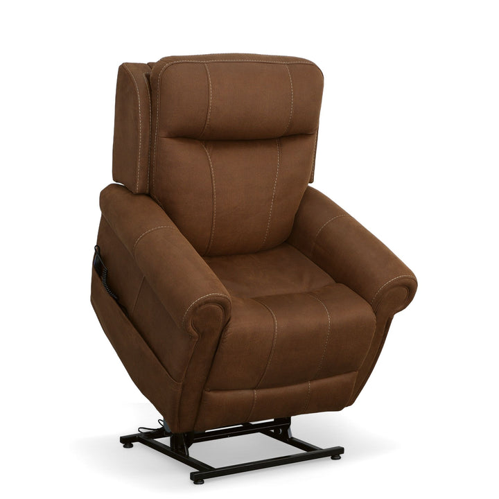 Stewart Power Lift Recliner With Power Headrest &amp; Lumbar Amber Brown