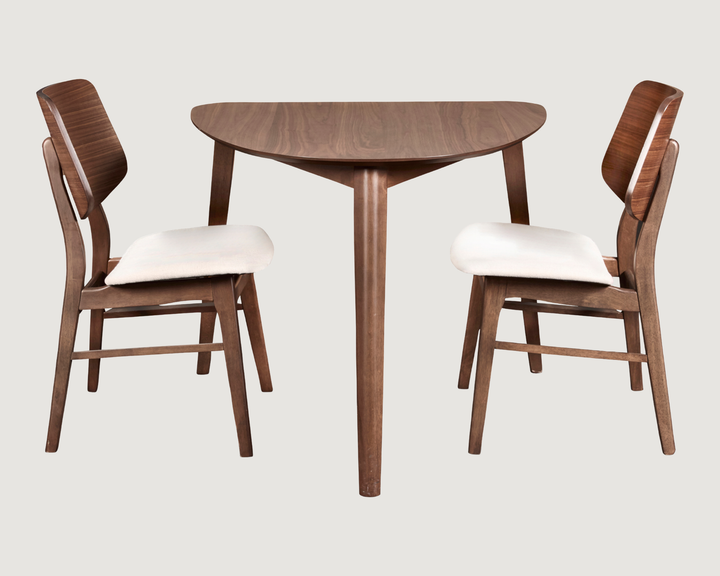 3-Piece Mid-Century Dining Set for Small Spaces – Walnut Finish