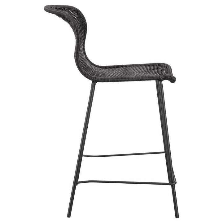 Mckinley - Faux Rattan Metal Counter Chair  - Brown