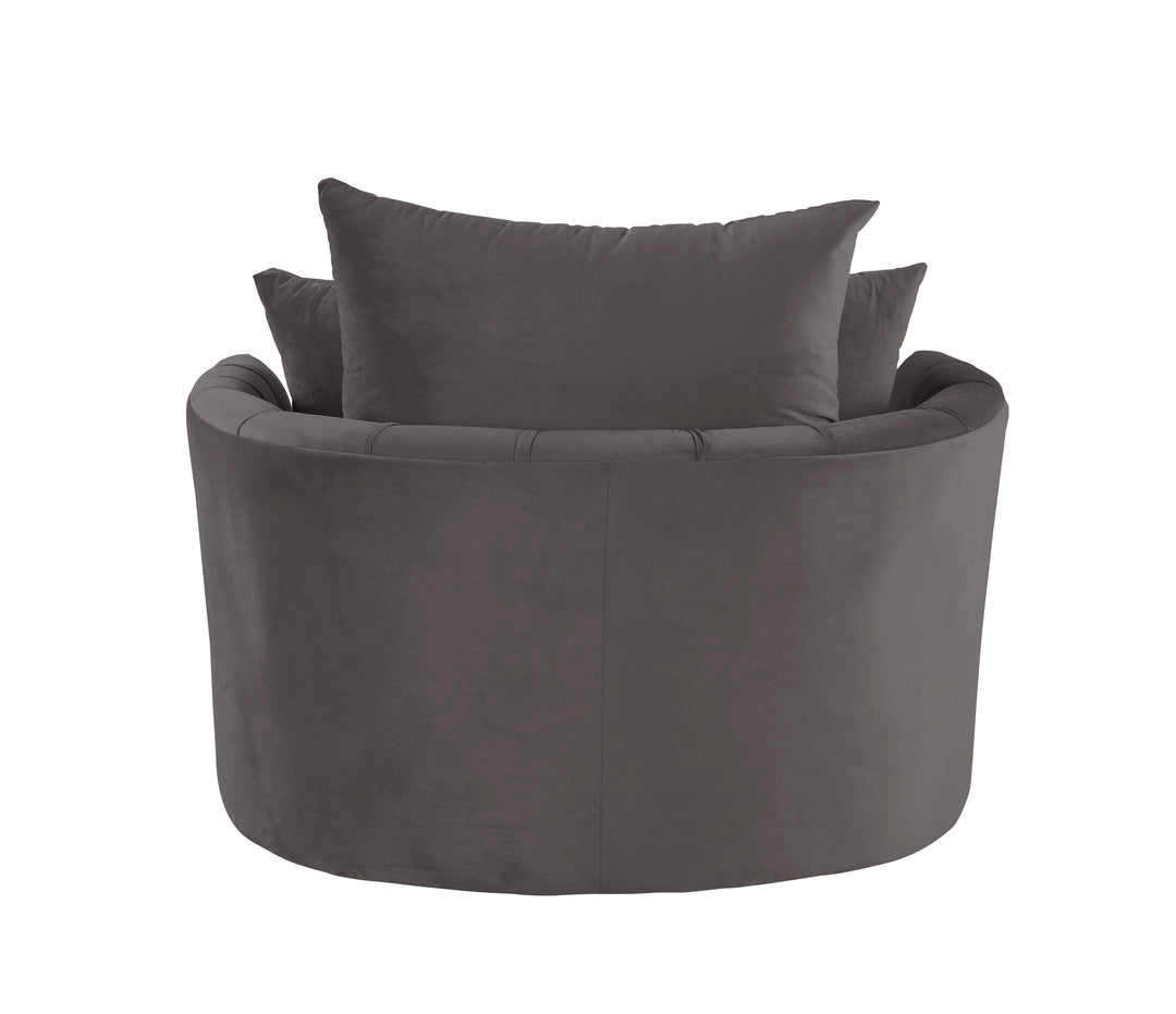 Zunyas - Velvet Accent Chair With Swivel - Gray