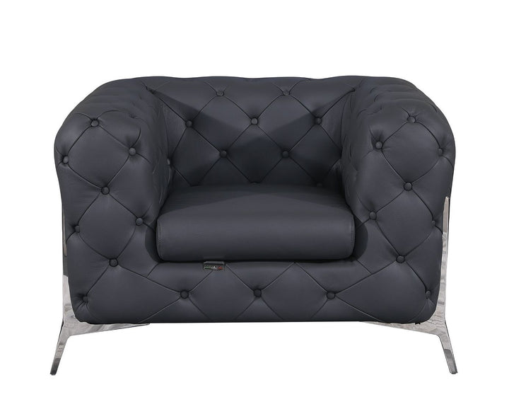 DivanItalia 970 Chair in Top-Grain Italian Leather - Dark Gray