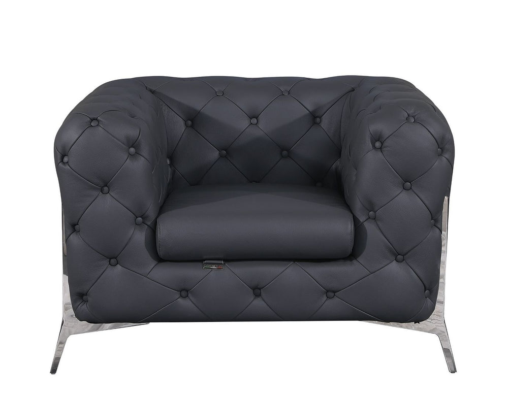 DivanItalia 970 Chair in Top-Grain Italian Leather - Dark Gray