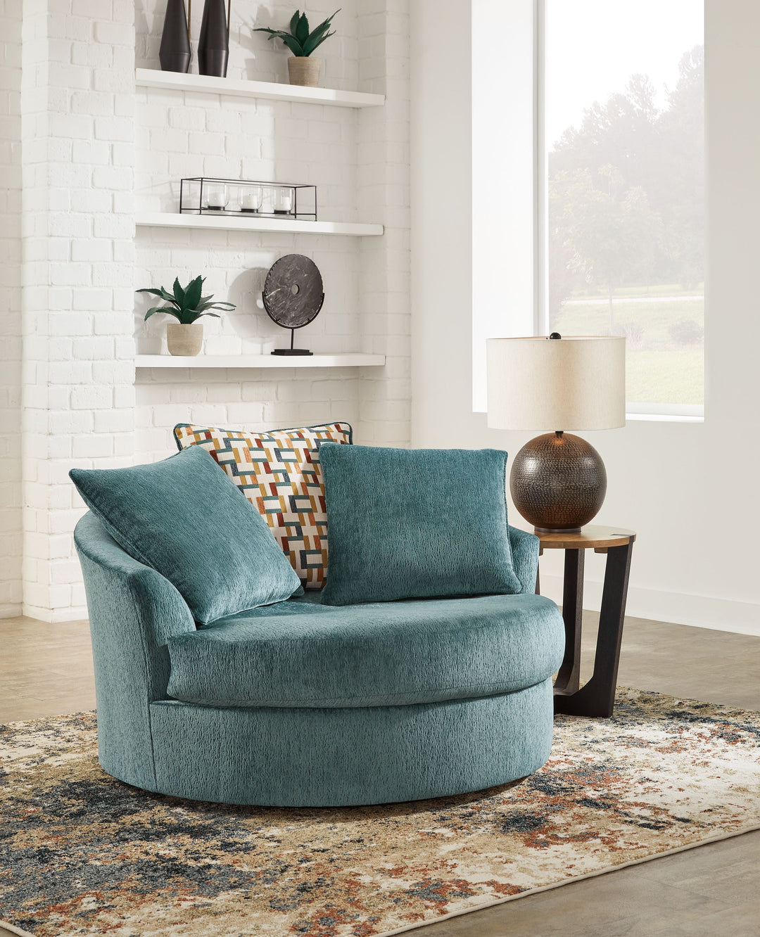 Laylabrook - Oversized Swivel Accent Chair - Teal