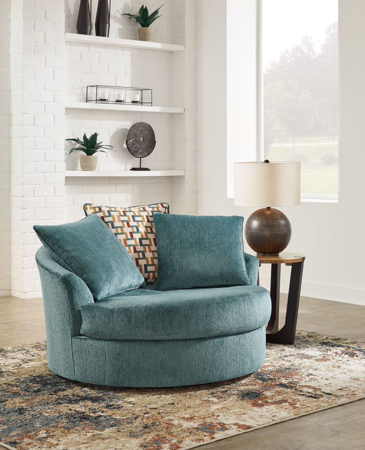 Laylabrook - Oversized Swivel Accent Chair - Teal
