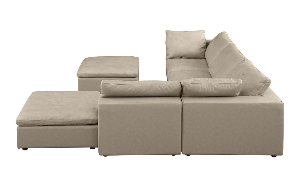 DivanItalia 1100 6-Piece Right Arm Facing 3-Seat Sectional – Top-Grain Italian Leather - Beige
