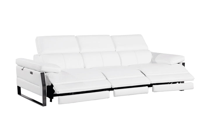 DivanItalia 1246 Modular Power Triple Reclining Sofa with Power Reclining Headrests – Top Grain Italian Leather - White
