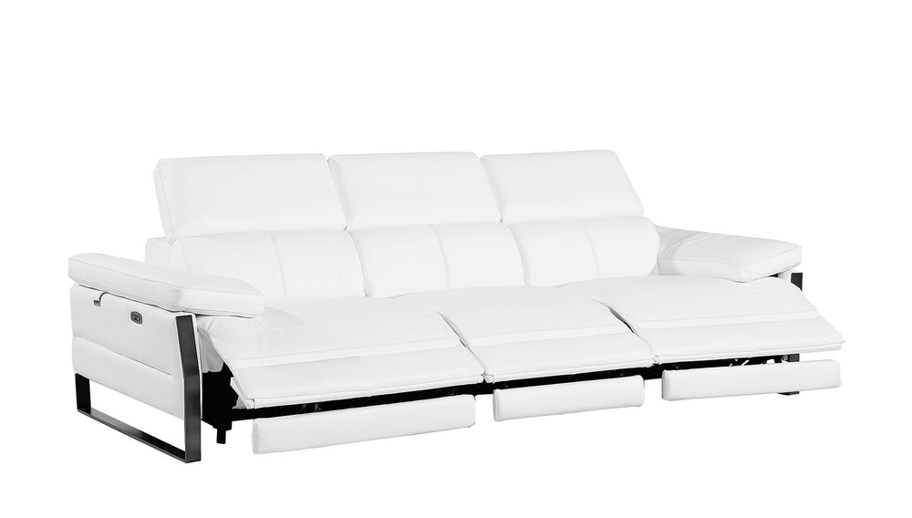 DivanItalia 1246 Modular Power Triple Reclining Sofa with Power Reclining Headrests – Top Grain Italian Leather - White