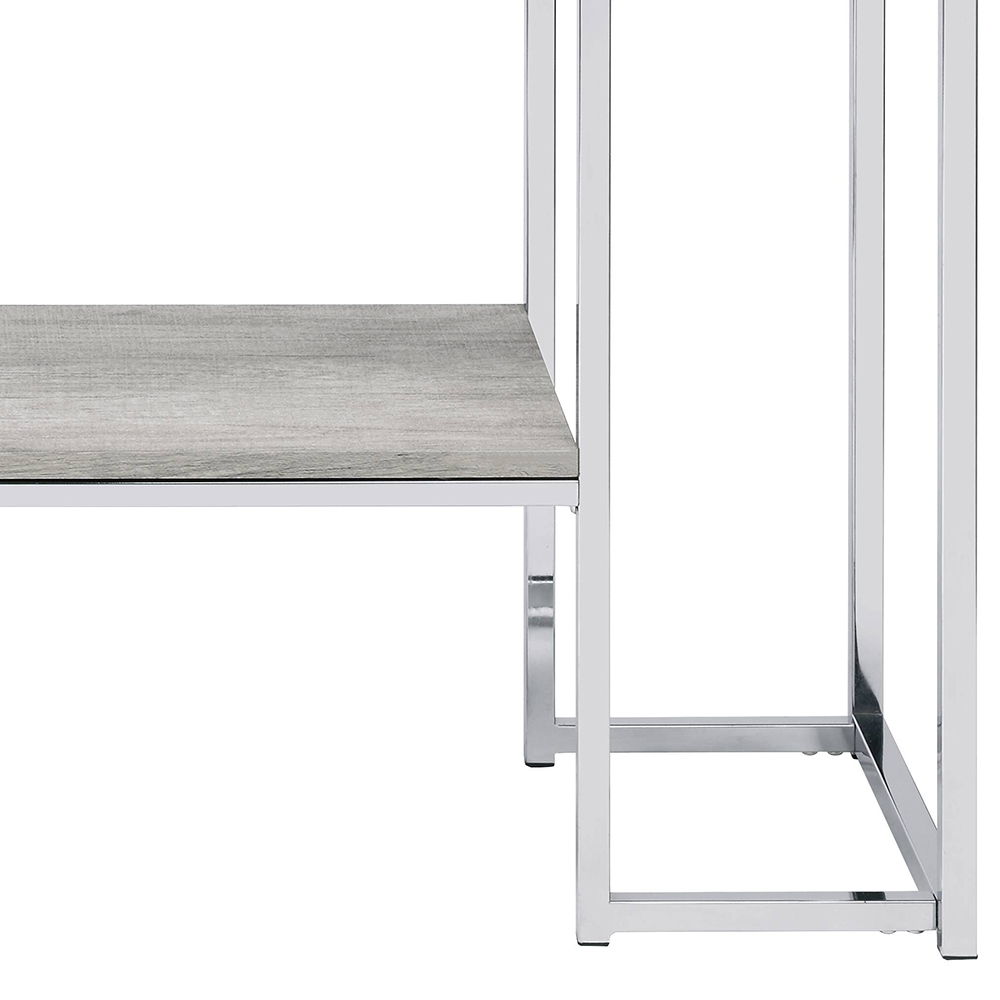Chafik - Sofa Table - Natural Oak & Chrome