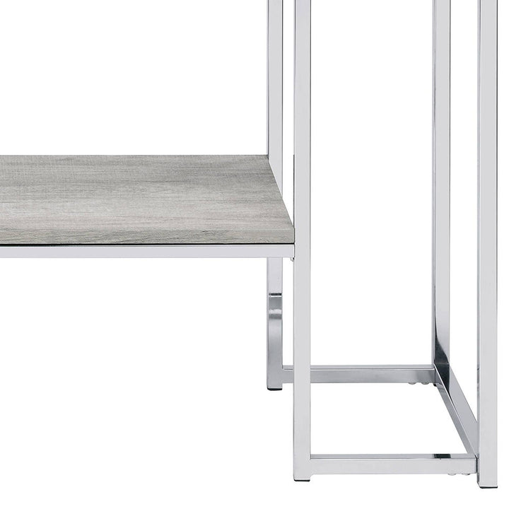 Chafik - Sofa Table - Natural Oak & Chrome