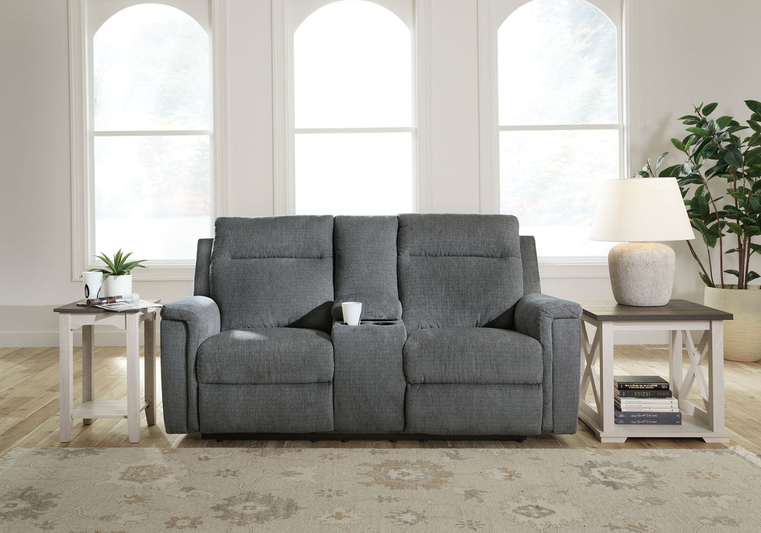 Barnsana - Dbl Power Reclining Loveseat with Console - Gravel