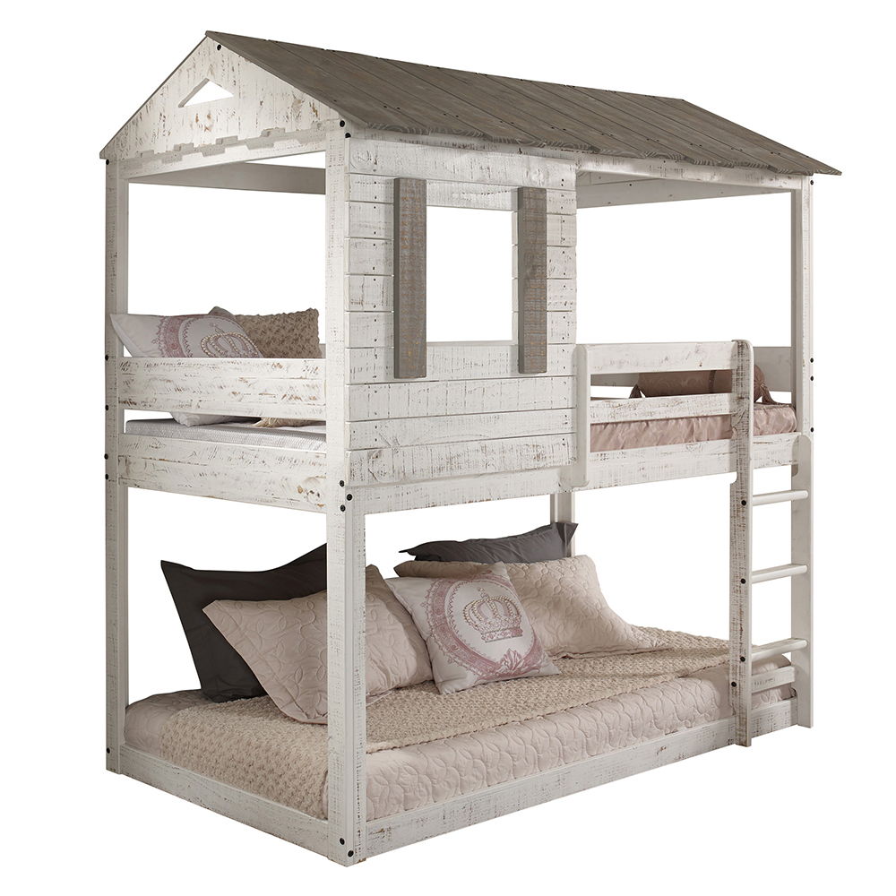 Darlene - Twin Over Twin Bunk Bed - Rustic White