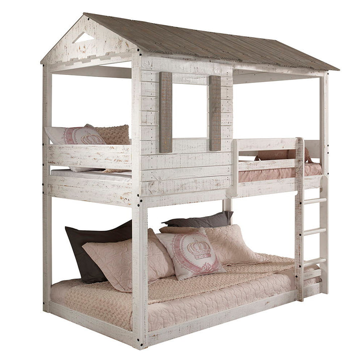 Darlene - Twin Over Twin Bunk Bed - Rustic White