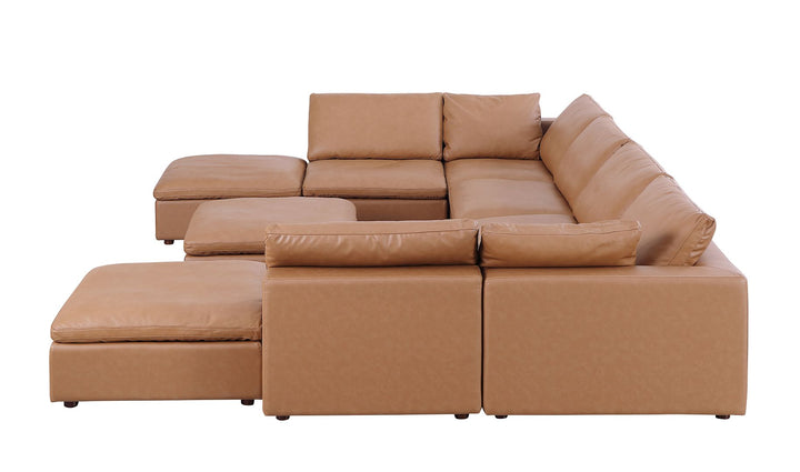 DivanItalia 1100 Top-Grain Italian Leather 9-Piece Sectional with Chaise - Cognac