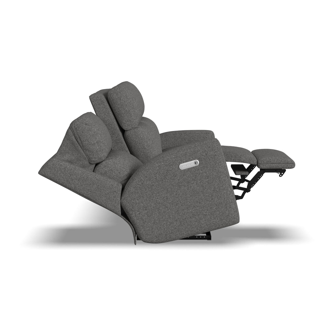 Flexsteel 2805-62L Score  Power Reclining Sofa With Power Headrests & Lumbar  Dark Gray