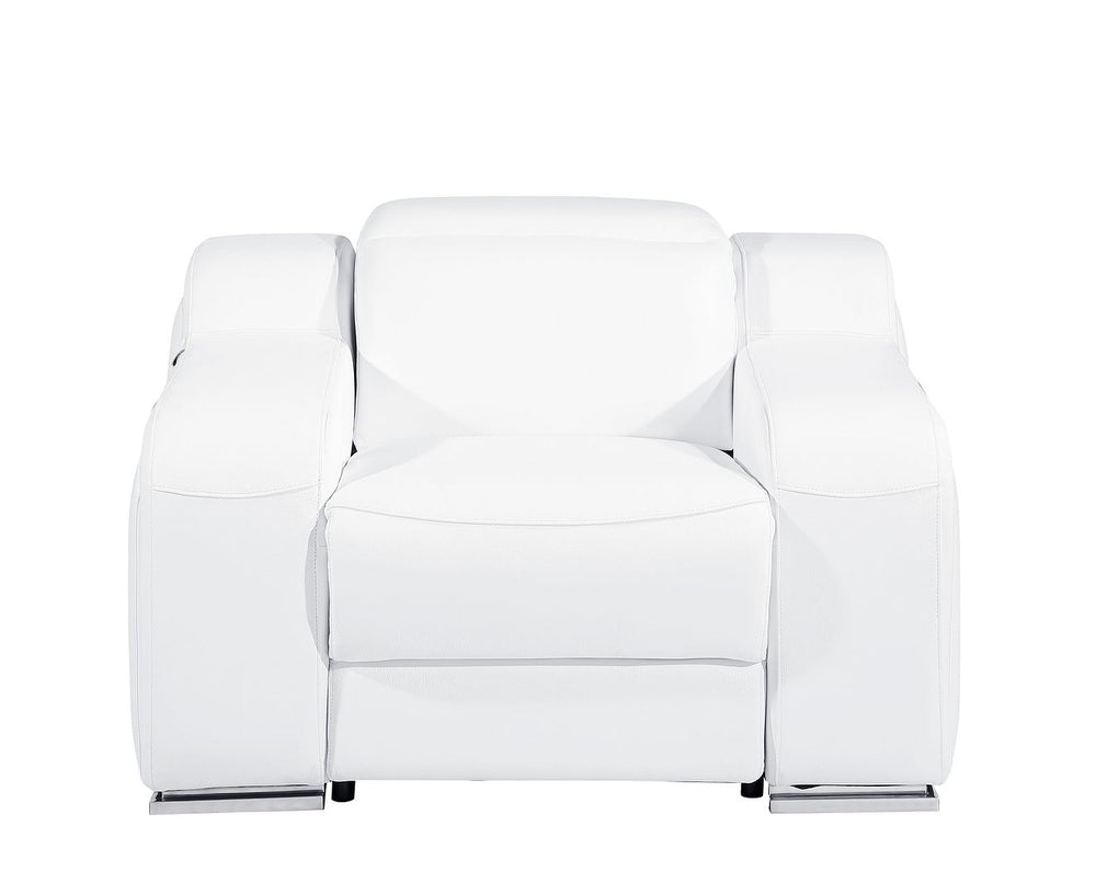 DivanItalia 1116 Top Grain Italian Leather Power Reclining Chair with Power Headrests - White