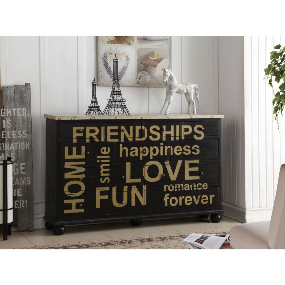 Arwin - Accent Table - Antique Black & White Washed