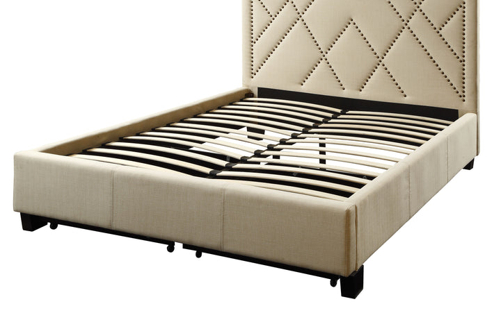 Modus Furniture 3Z45D520 Vienne Nailhead Upholstered Platform Storage Bed In Powder