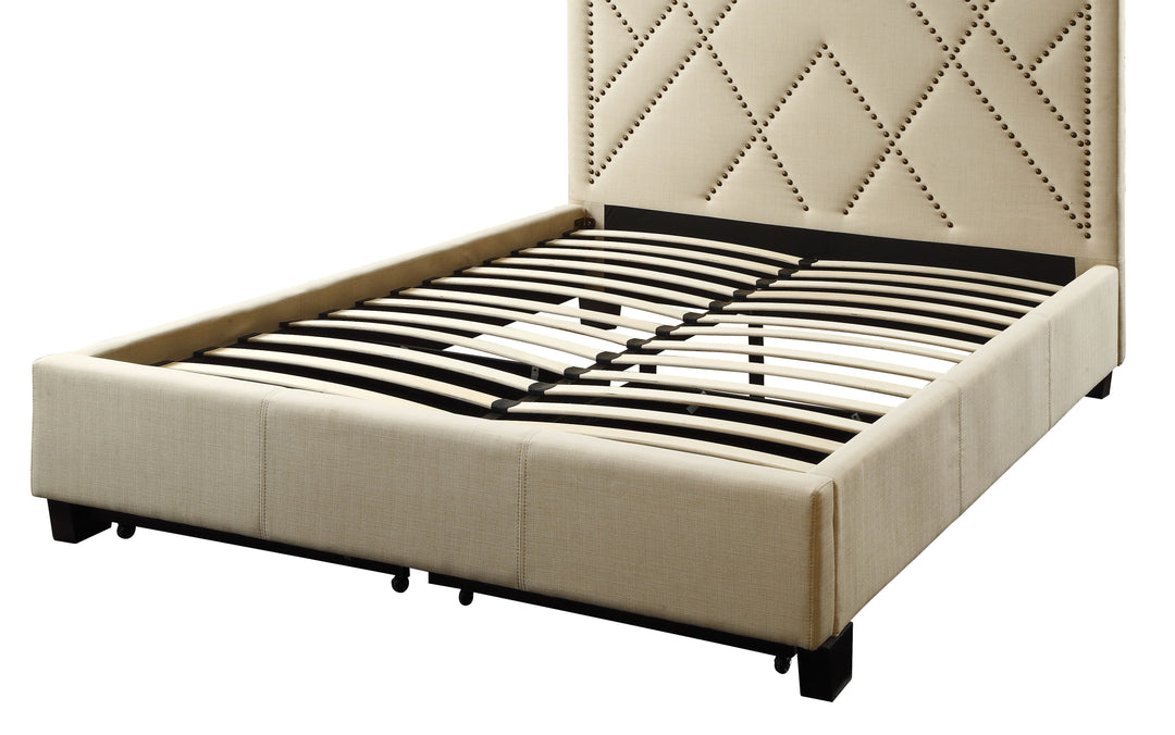 Modus Furniture 3Z45D420 Vienne Nailhead Upholstered Platform Storage Bed In Powder