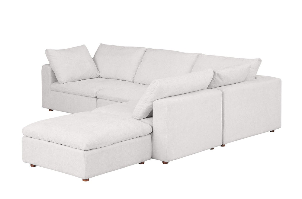 DivanItalia 1100 5-Piece Right Arm Facing 3-Seat Sectional – Top-Grain Italian Leather - Pearl