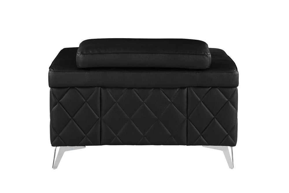 DivanItalia 1140 Chair with Adjustable Headrest in Top-Grain Italian Leather - Black