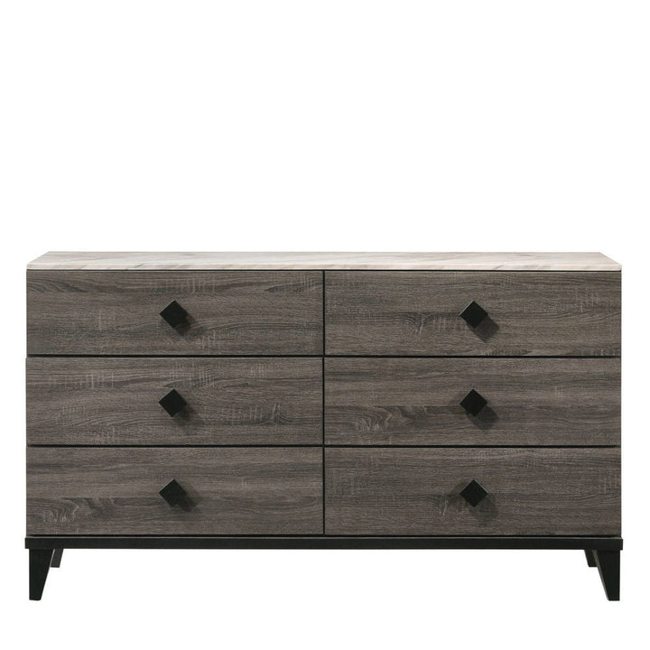 Avantika - Dresser - Faux Marble Top & Rustic Gray Oak