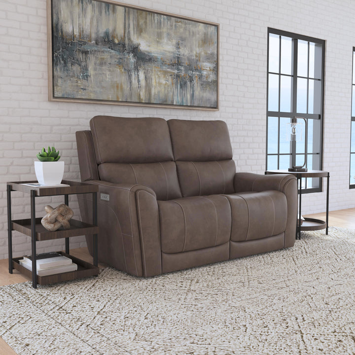 Carter Fabric Power Reclining Loveseat with Power Headrests &amp; Lumbar in Cappuccino