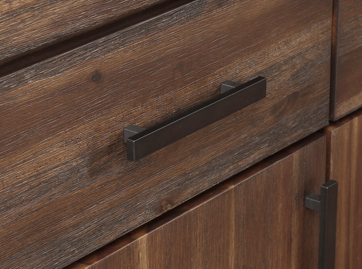 Modus Furniture 3F4173 Meadow Three Drawer Three Door Solid Wood Sideboard In Brick Brown