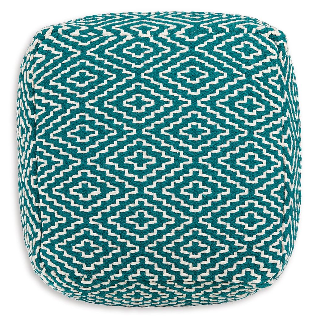 Brynnsen - Pouf - Teal / Ivory
