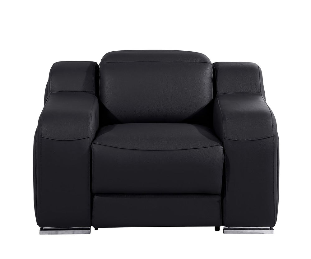 DivanItalia 1116 Top Grain Italian Leather Power Reclining Chair with Power Headrests - Black