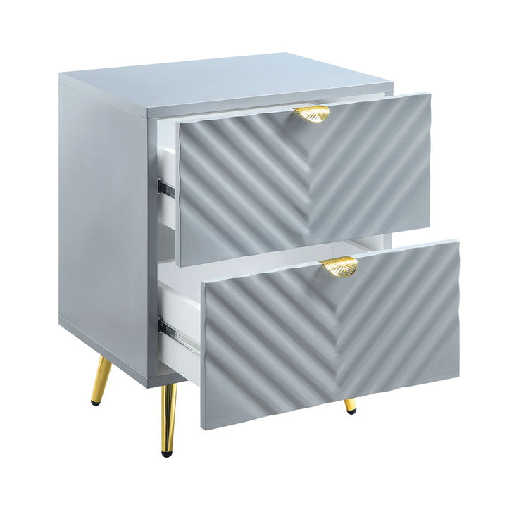 Gaines - Nightstand - Gray High Gloss