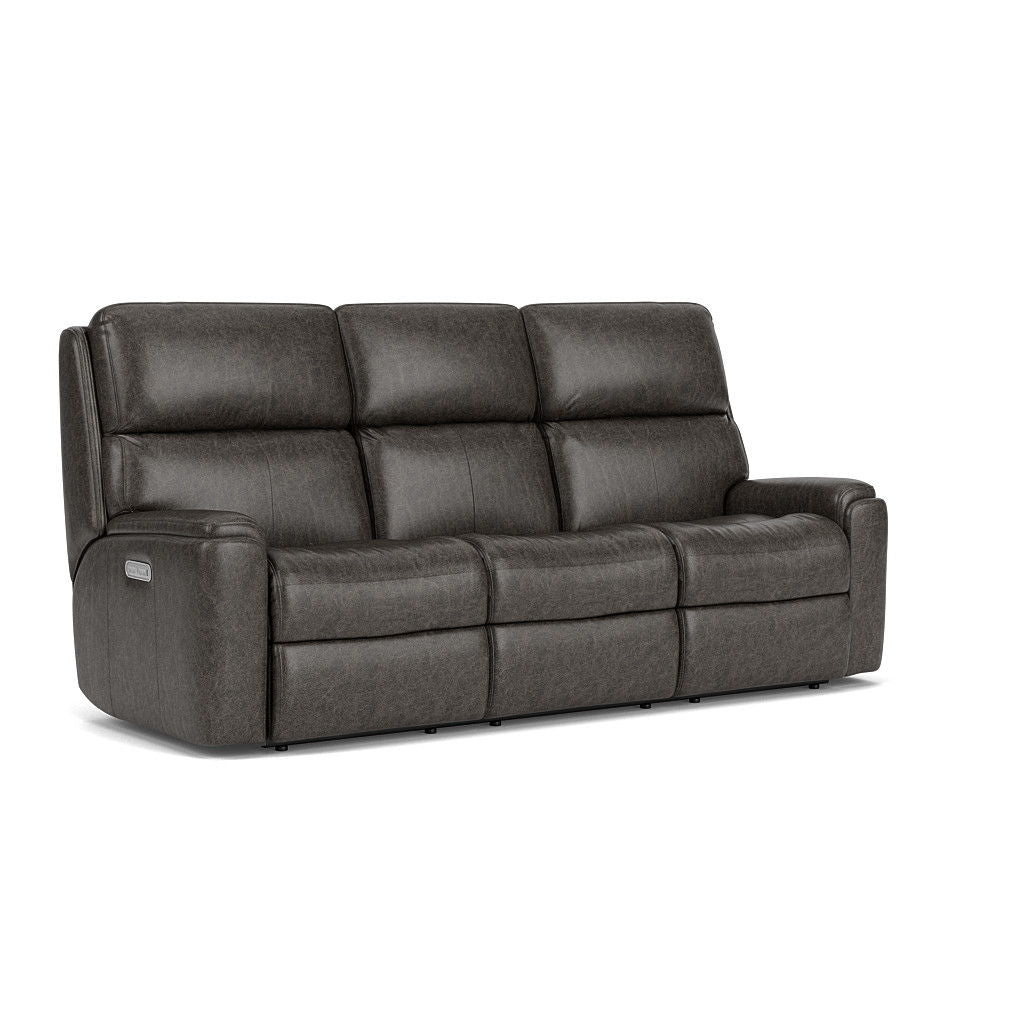 Flexsteel 3904-62H Rio  Leather Power Reclining Sofa, Power Headrests  Dark Brown