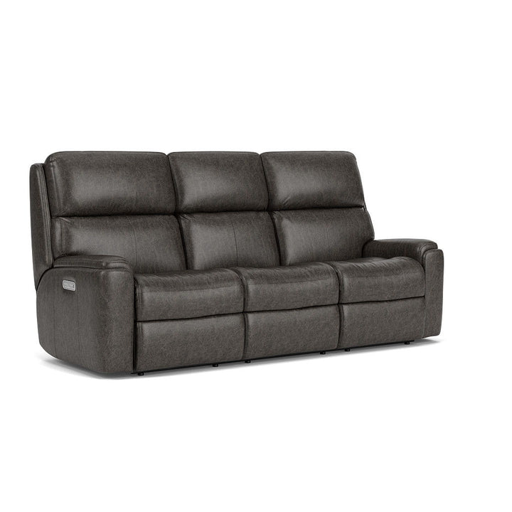 Flexsteel 3904-62H Rio  Leather Power Reclining Sofa, Power Headrests  Dark Brown