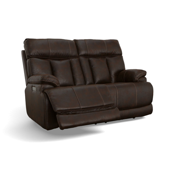 Clive Fabric Power Reclining Loveseat with Power Headrests &amp; Lumbar in Clove