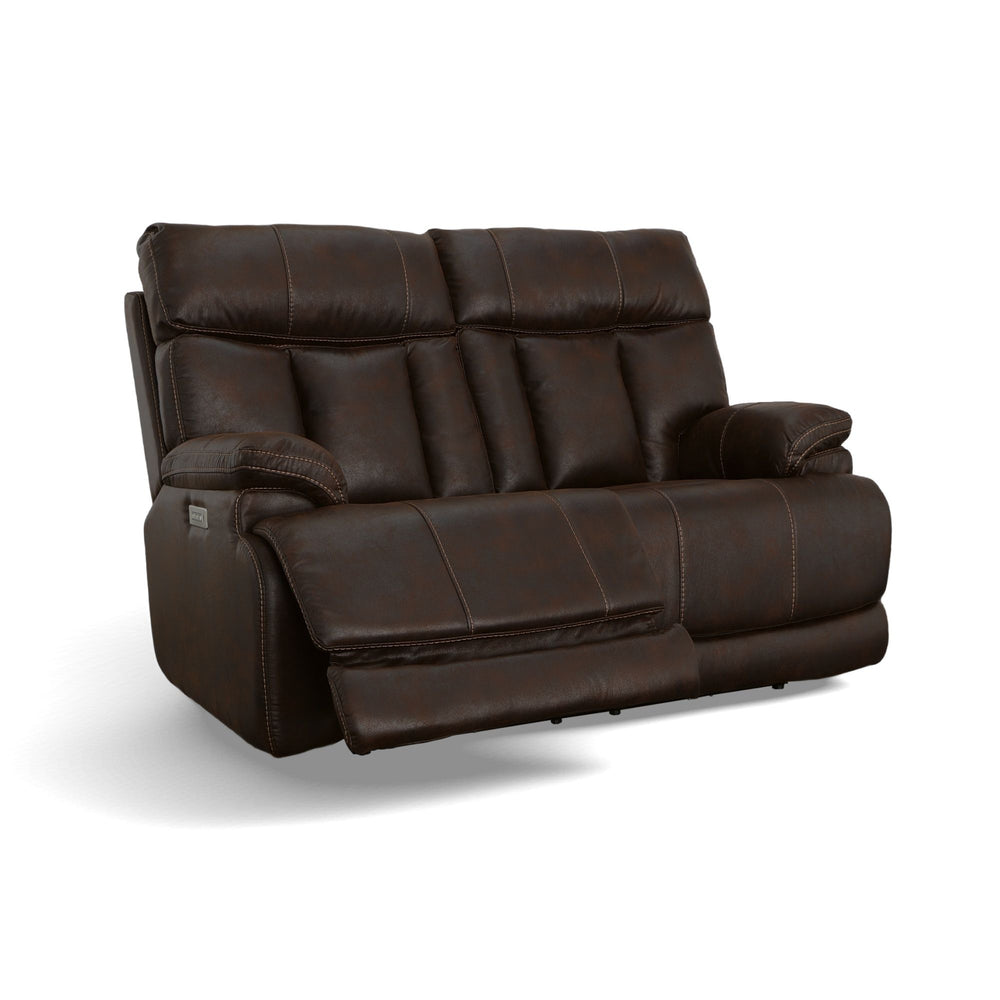 Clive Fabric Power Reclining Loveseat with Power Headrests & Lumbar in Clove