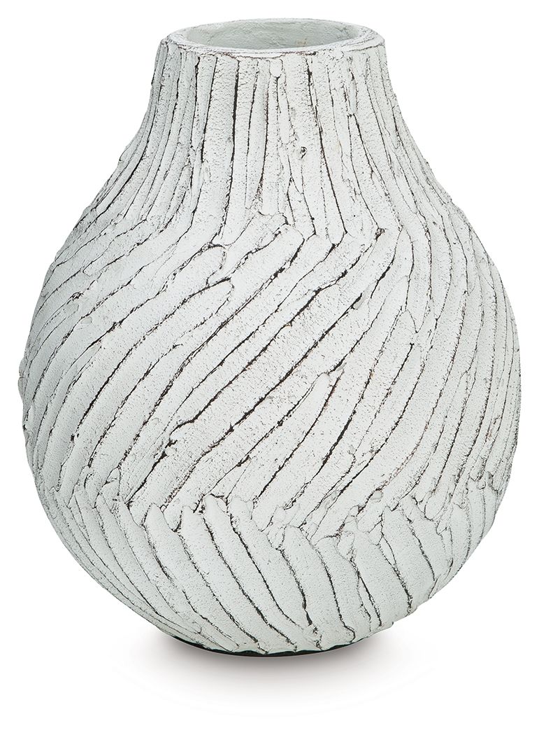 Shelvie - Vase - 10" - Distressed White by Ashley Furniture product image