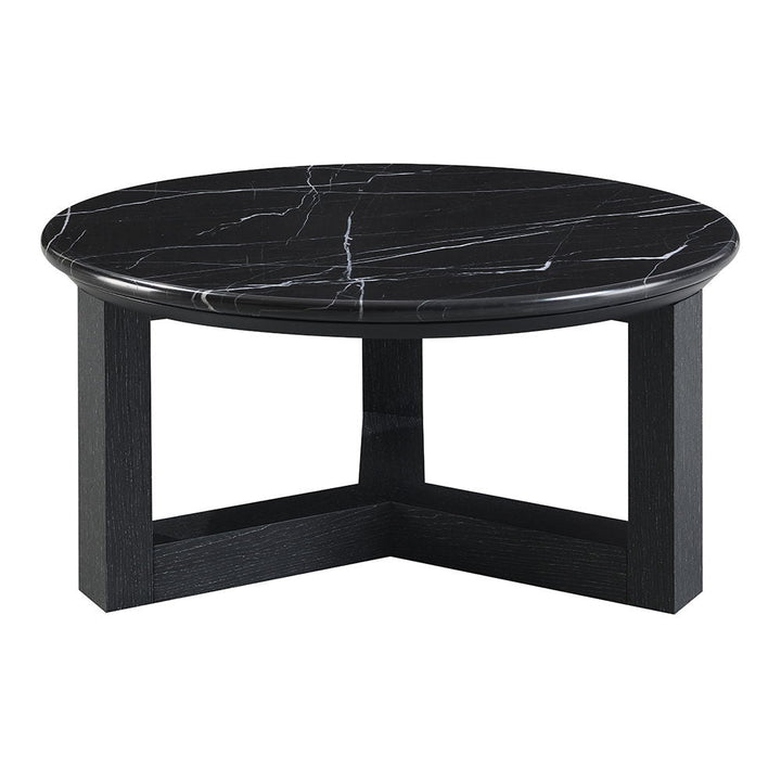 Dara - 32" Coffee Table - Natural Marble Top & Black
