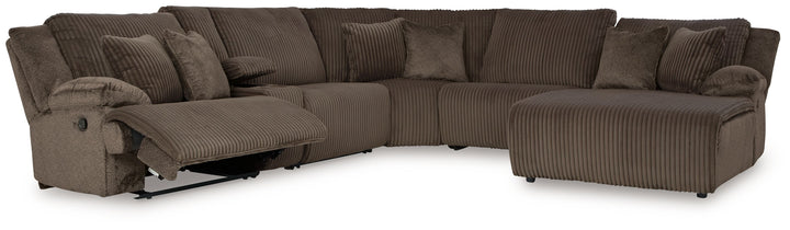 Top Tier - 6-Piece Reclining Sectional With Raf Press Back Chaise - Chocolate by Ashley Furniture product image