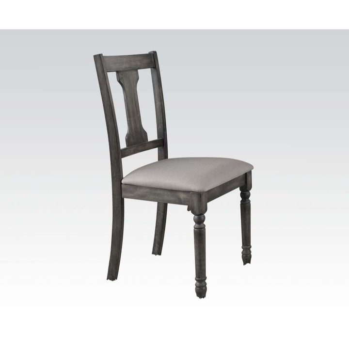 ACME Furniture Wallace Side Chair Set of 2) Tan Linen & Weathered Gray