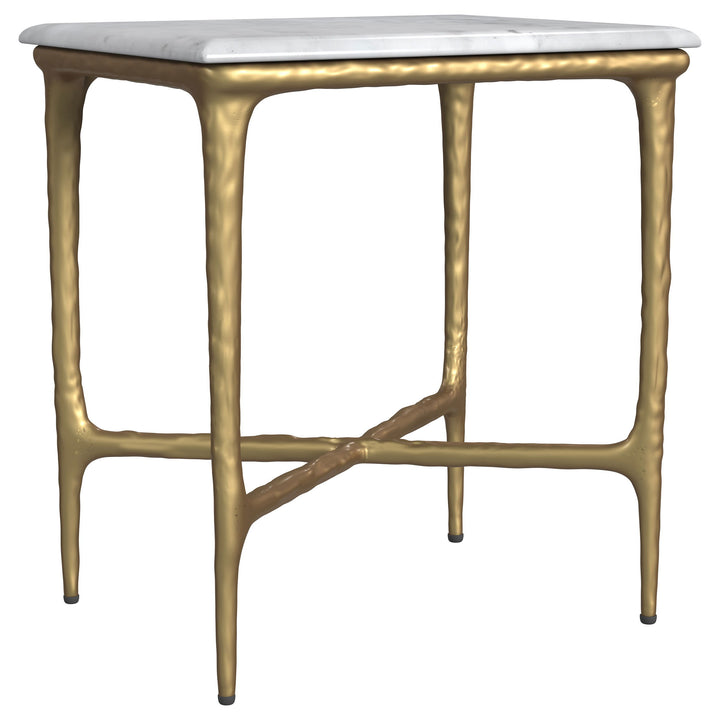 Coaster Furniture Baldwin - Rectangular Marble Top Side Table - White And Gold