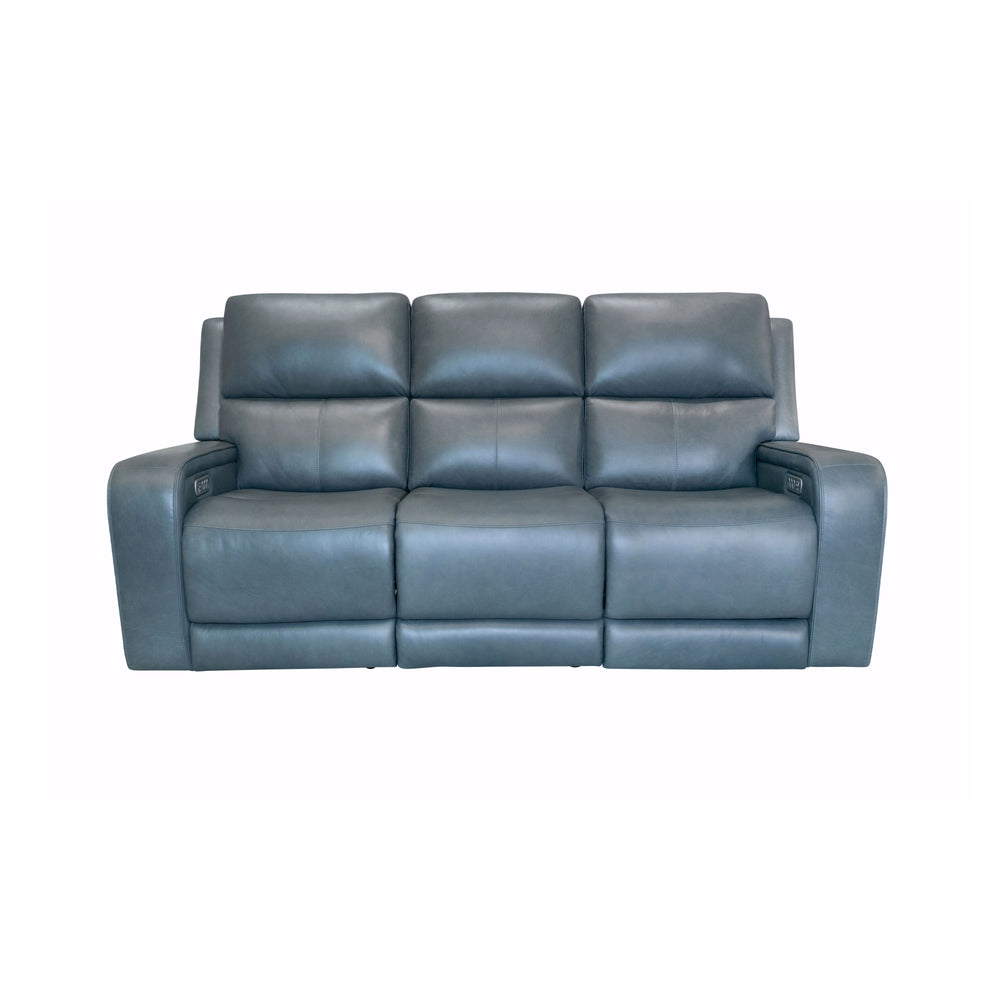 Oasis Leather Power Reclining Sofa with Power Headrests, Lumbar, Heat & Massage in Storm