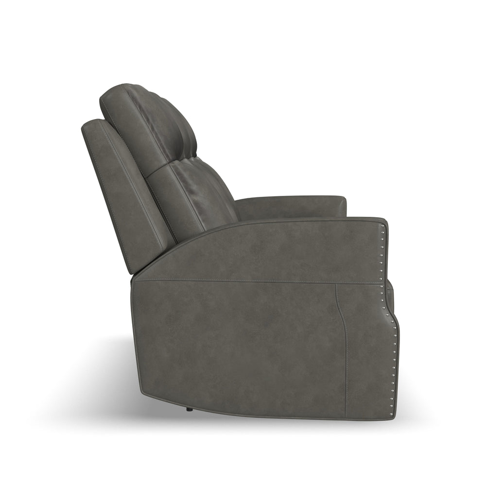 Maxwell Leather Power Reclining Sofa with Power Headrests and Lumbar in Cinder