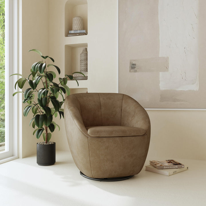 Wade Leather Swivel Chair in Barley