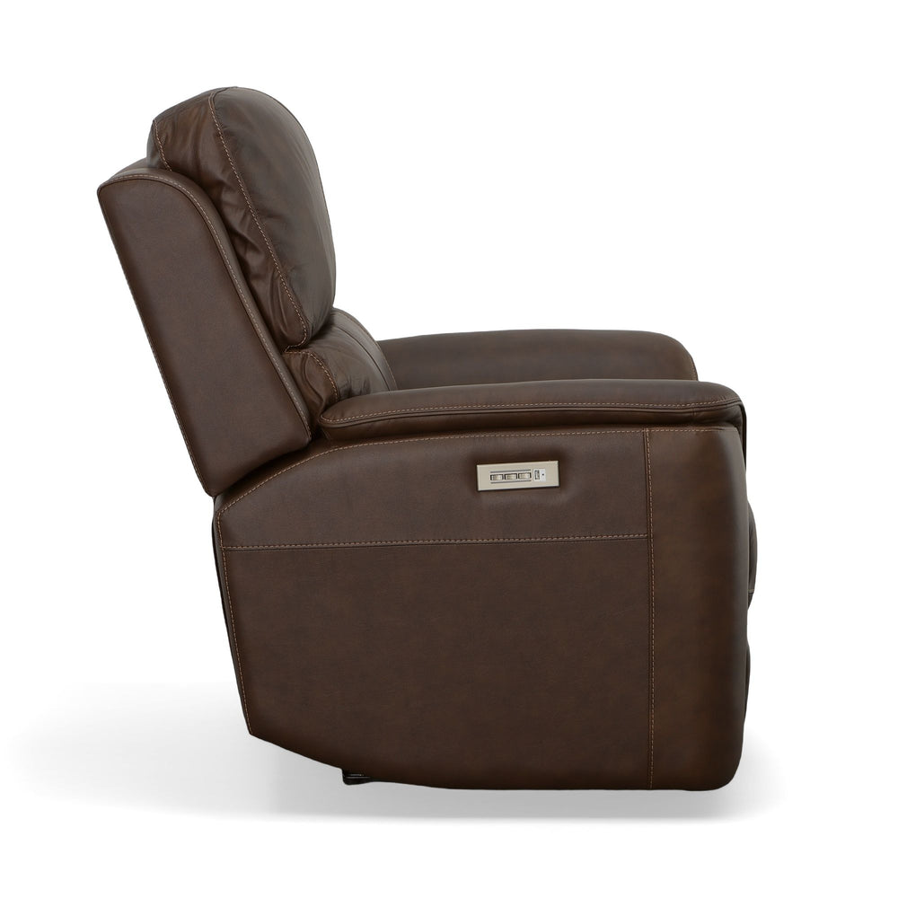 Henry Leather Power Recliner with Power Headrest & Lumbar in Burnt Umber