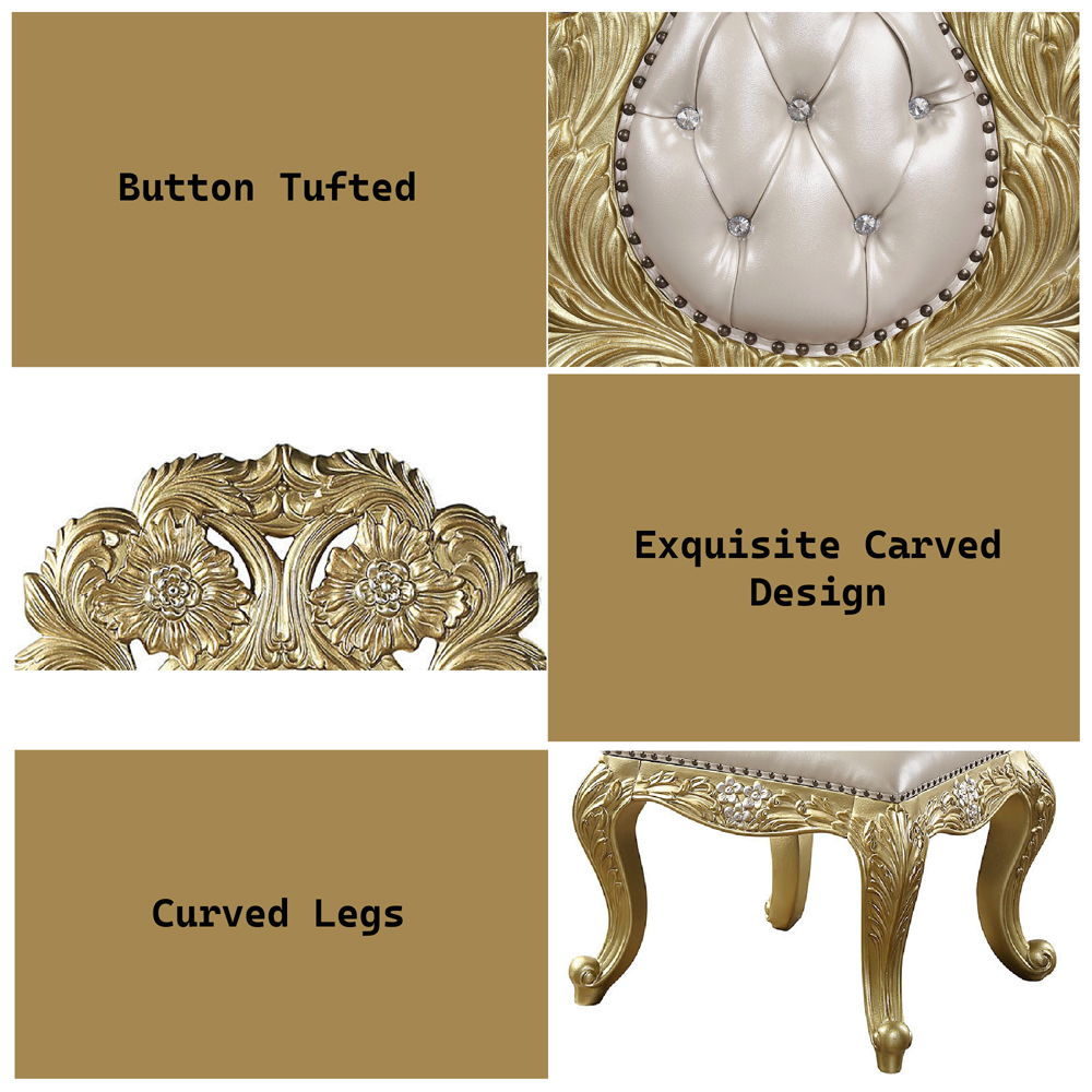 Cabriole - Side Chair Set of 2) - Light Gold Synthetic Leather & Gold