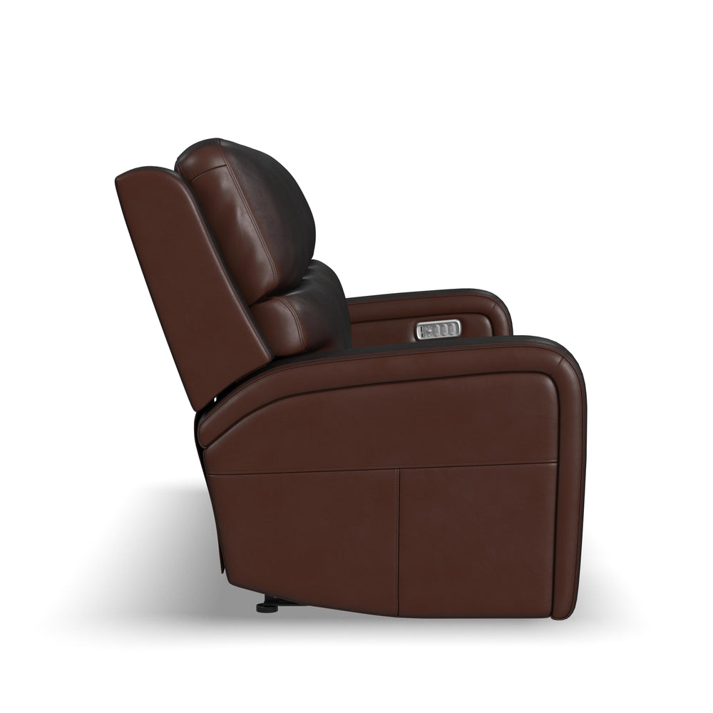 Oasis Leather Power Reclining Sofa with Power Headrests, Lumbar, Heat & Massage in Truffle