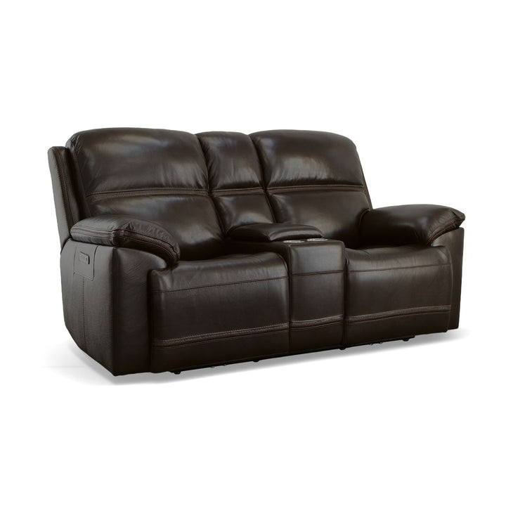 Jackson Leather Power Reclining Loveseat with Console &amp; Power Headrests in Dark Brown