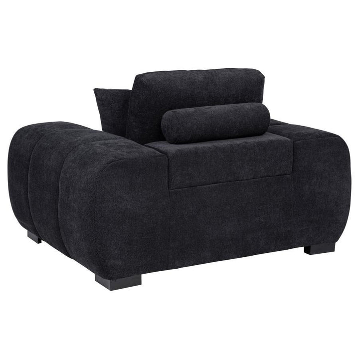 Octavia - Fabric Upholstered Track Arm Accent Chair - Black